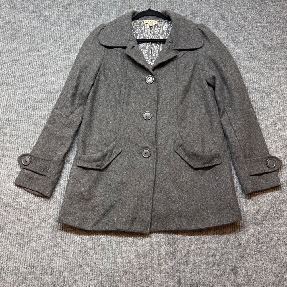 Forever 21 XXI Wool Blend Peacoat Small Charcoal Gray Double Breasted Coat Y2K